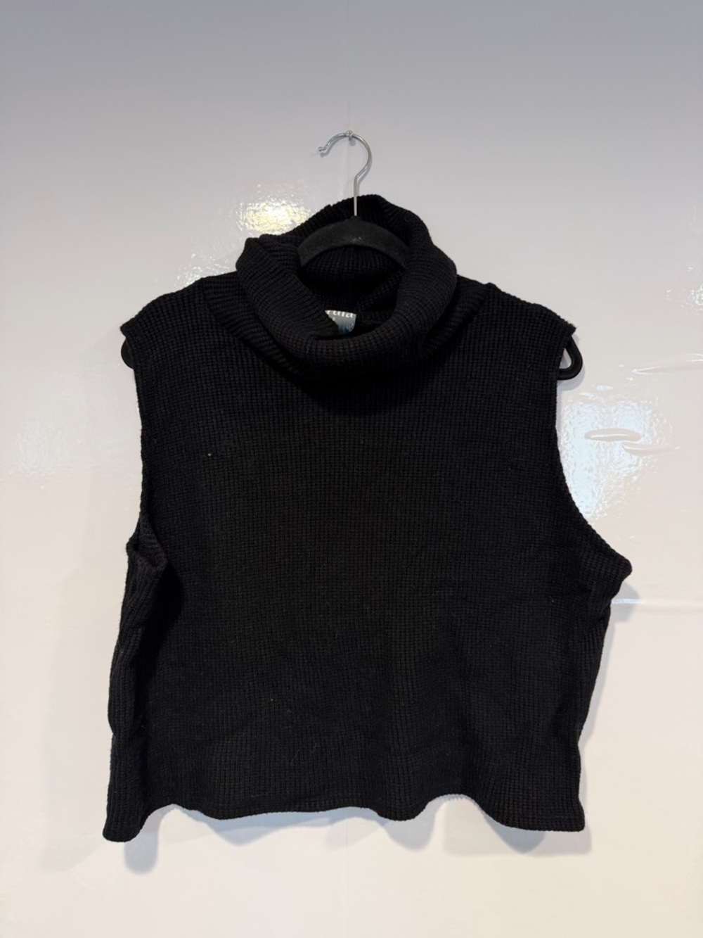 Black Arula waffle knit cowl neck tank top